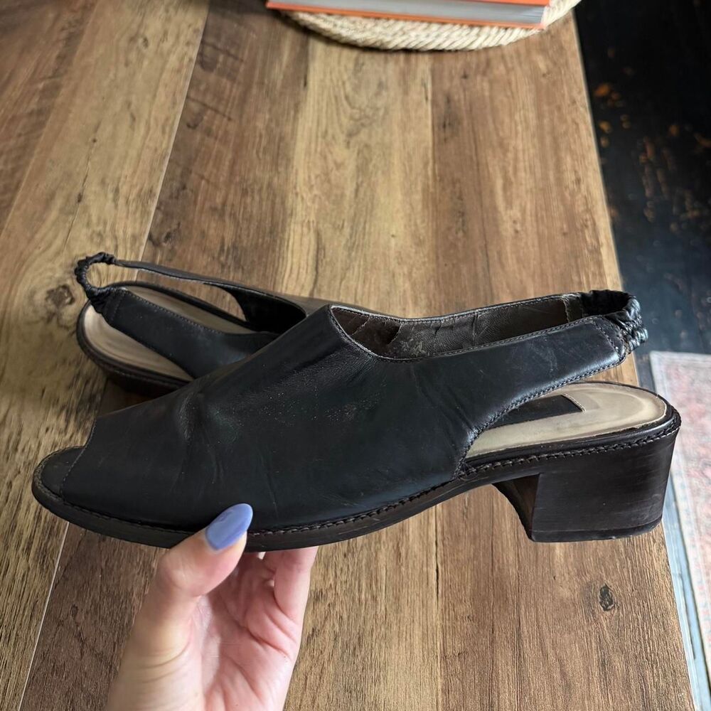 Ipanema black leather sling back mules